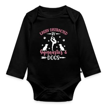 Abgelenkte Gymnastik Hunde Turnerin Gymnastisches - Baby Bio-Langarm-Body - Schwarz - Vorne