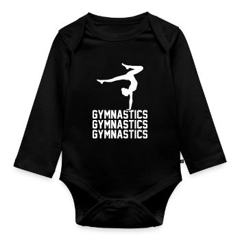 Gymnastik Turnerin Turnerin Mädchen Turnerin Tanz - Baby Bio-Langarm-Body - Schwarz - Vorne