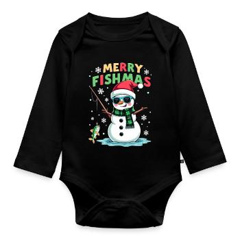 Noël du pêcheur - Merry Fishmas - Body Bébé bio manches longues - noir - Devant