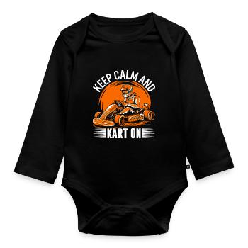 Bleiben Sie ruhig und fahren Sie los! - Baby Bio-Langarm-Body - Schwarz - Vorne