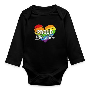 LGBTQ Sister Proud Little Sister - Organic Longsleeve Baby Bodysuit - black - Front