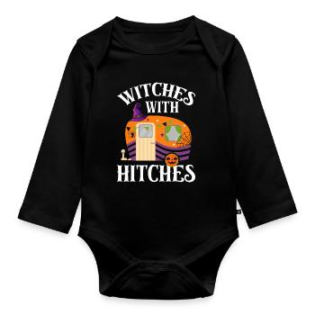 Rv Camping Camper Halloween Hexen mit - Baby Bio-Langarm-Body - Schwarz - Vorne