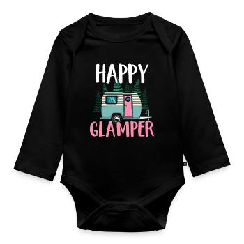 Rv Camping Camper Camping Frauen glücklich Glamper - Baby Bio-Langarm-Body - Schwarz - Vorne