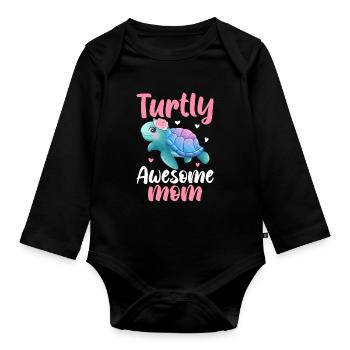 Turtly Awesome Maman Tortue Amant Maman - Body Bébé bio manches longues - noir - Devant