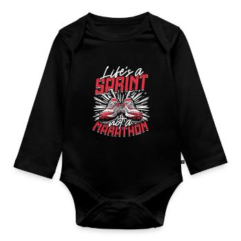 Sprint Athlétisme Sprint La vie est un sprint - Body Bébé bio manches longues - noir - Devant