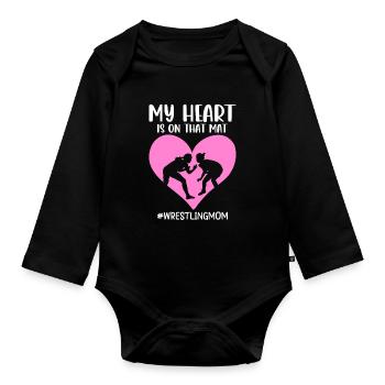 Wrestler Ringen Mein Herz ist auf diesem Mann - Baby Bio-Langarm-Body - Schwarz - Vorne