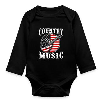 Country Musik Amerikanische Flagge Lied Liebhaber USA Patriot - Baby Bio-Langarm-Body - Schwarz - Vorne