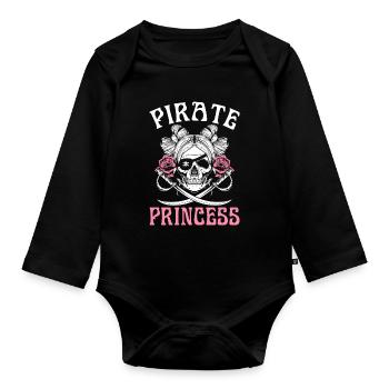 Pirate Princesse Pirate Fille Pirate Fille - Body Bébé bio manches longues - noir - Devant