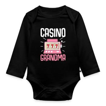 Casino Oma Spielautomat Casino Lover - Baby Bio-Langarm-Body - Schwarz - Vorne