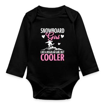 snowboard snowboarder snowboard fille mais plus cool - Body Bébé bio manches longues - noir - Devant