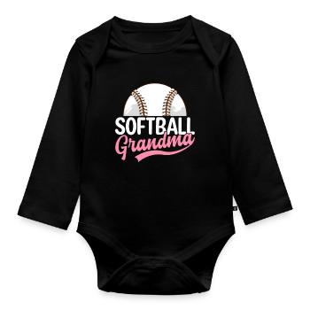Mamie de softball - Body Bébé bio manches longues - noir - Devant