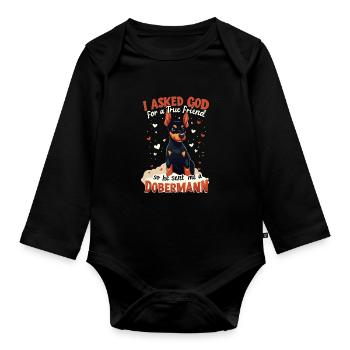Dobermann Freund Friend Cute Welpe - Baby Bio-Langarm-Body - Schwarz - Vorne