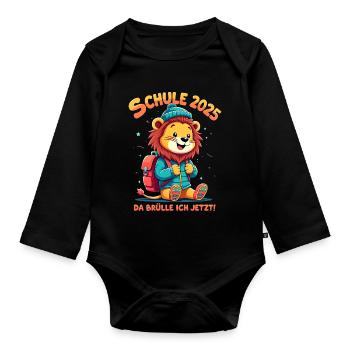 Schulkind 2025 - Junge Einschulung - Baby Bio-Langarm-Body - Schwarz - Vorne