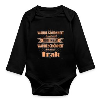 La vraie beauté vient du design irakien - Body Bébé bio manches longues - noir - Devant