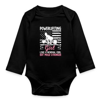 Powerlifter Beaucoup plus fort Powerlifter - Body Bébé bio manches longues - noir - Devant
