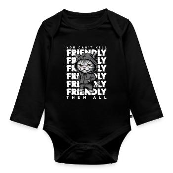 Genervte Katze Lustiges Katzen-Design Spruch - Baby Bio-Langarm-Body - Schwarz - Vorne