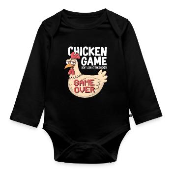 Chicken Game Don't Look At The Chicken Game Over - Organic Longsleeve Baby Bodysuit - black - Front