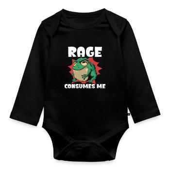Rage Consumes Me Frog Humor Cartoon - Organic Longsleeve Baby Bodysuit - black - Front