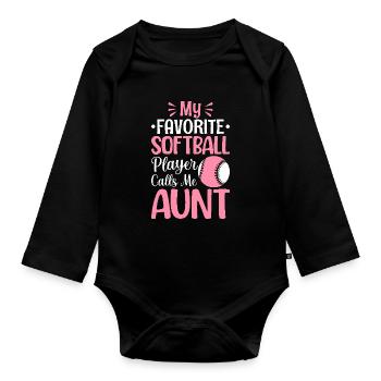 Ma joueuse de softball préférée m’appelle tante - Body Bébé bio manches longues - noir - Devant
