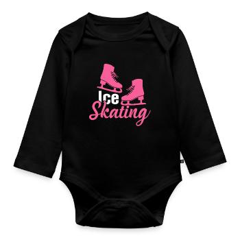 skating skating Figure skating - Organic Longsleeve Baby Bodysuit - black - Front