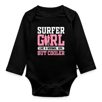 Surfeuse Surf Girl Comme une fille normale, mais - Body Bébé bio manches longues - noir - Devant