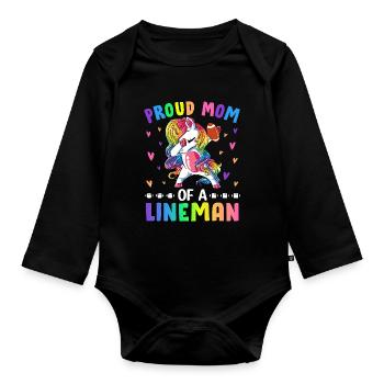 Proud Mom Of A Lineman Mom Football Graphic For - Organic Longsleeve Baby Bodysuit - black - Front