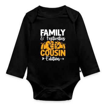 Famille Et Festivités Cousin Edition Réunion - Body Bébé bio manches longues - noir - Devant