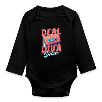 Couponing Coupon Coupons Deal Diva Deluxe - Organic Longsleeve Baby Bodysuit - black - Front