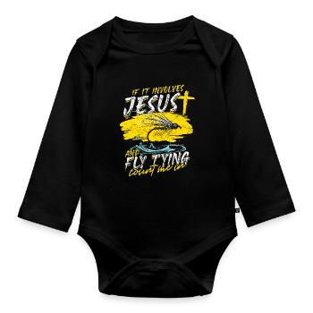 Fliegenfischen Fliegenangler Jesus And Fly Tying - Baby Bio-Langarm-Body - Schwarz - Vorne