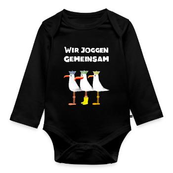 Running my running group makes me happy - Organic Longsleeve Baby Bodysuit - black - Front