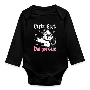 Drôle Taekwondo Karaté Licorne Mignon Mais - Body Bébé bio manches longues - noir - Devant