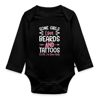 Mädchen Bärte Tattoos Ich bin Some Girls Tattooed - Baby Bio-Langarm-Body - Schwarz - Vorne