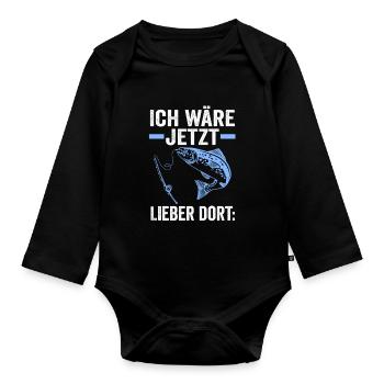 Angeln Fische Fischen Geschenk - Baby Bio-Langarm-Body - Schwarz - Vorne