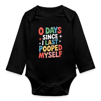 0 jours depuis que je me suis fait caca pour la dernière fois Meme - Body Bébé bio manches longues - noir - Devant