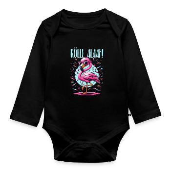 Kölle Alaaf Flamingo Party Vibes - Organic Longsleeve Baby Bodysuit - black - Front