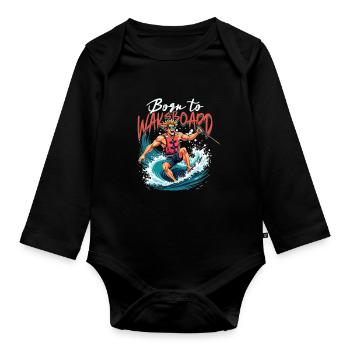 Wakeboarding Born To Wakeboard - Body Bébé bio manches longues - noir - Devant