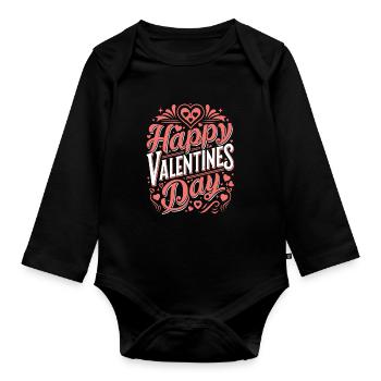 Happy Valentine's Day - Liebe - Geschenk - Baby Bio-Langarm-Body - Schwarz - Vorne
