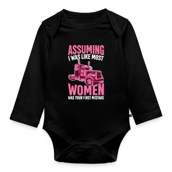 Trucker Truck Driver Most Women a été votre premier - Body Bébé bio manches longues - noir - Devant