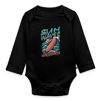 Wakeboarding Wakeboard Wakeboarder - Body Bébé bio manches longues - noir - Devant