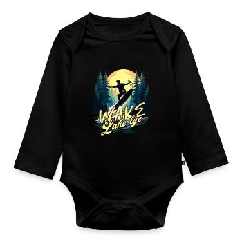 Wakeboarding Wakeboard Wakeboarder - Organic Longsleeve Baby Bodysuit - black - Front
