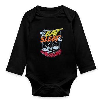 Wakeboarding Eat Sleep Wakeboard Wakeboarder - Body Bébé bio manches longues - noir - Devant