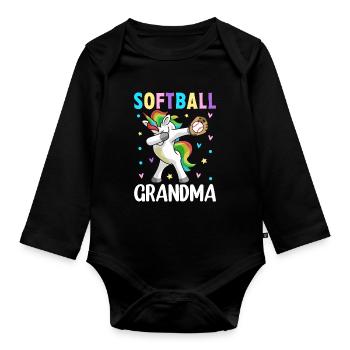 Softball Grandma Female Softball Player Graphic - Organic Longsleeve Baby Bodysuit - black - Front