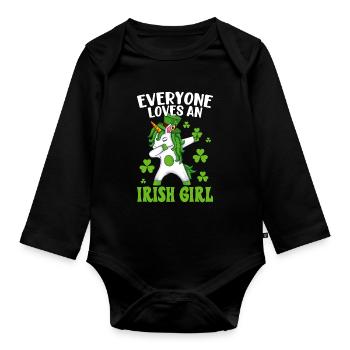 Tout le monde aime une fille irlandaise pour la Saint-Patrick - Body Bébé bio manches longues - noir - Devant