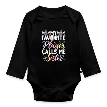 Softball Meine Lieblingsspielerin nennt mich - Baby Bio-Langarm-Body - Schwarz - Vorne