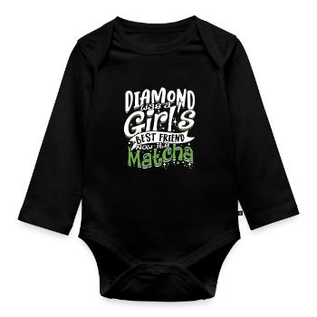 Petite amie Matcha Femme Saint Valentin - Body Bébé bio manches longues - noir - Devant