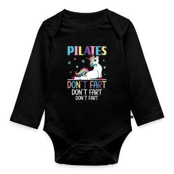 Pilates Don’t Fet Drôle Instructeur de Pilates Yoga - Body Bébé bio manches longues - noir - Devant