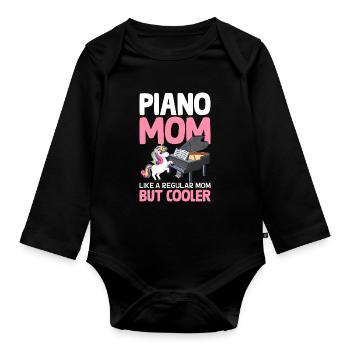 Maman de piano comme une maman normale Pianiste - Body Bébé bio manches longues - noir - Devant