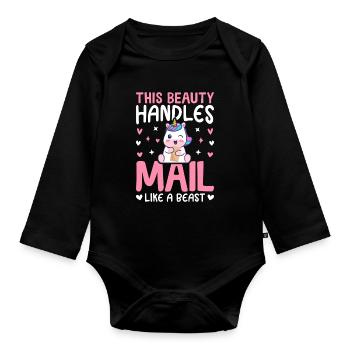 La Belle Manipule Le Courrier Comme Une Bête Fille Du Service Postal - Body Bébé bio manches longues - noir - Devant