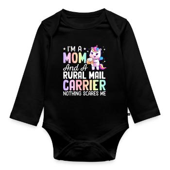 Mom And A Rural Mail Carrier Rural Carrier Postal - Organic Longsleeve Baby Bodysuit - black - Front