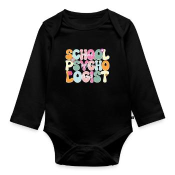 Psychologue scolaire - Body Bébé bio manches longues - noir - Devant